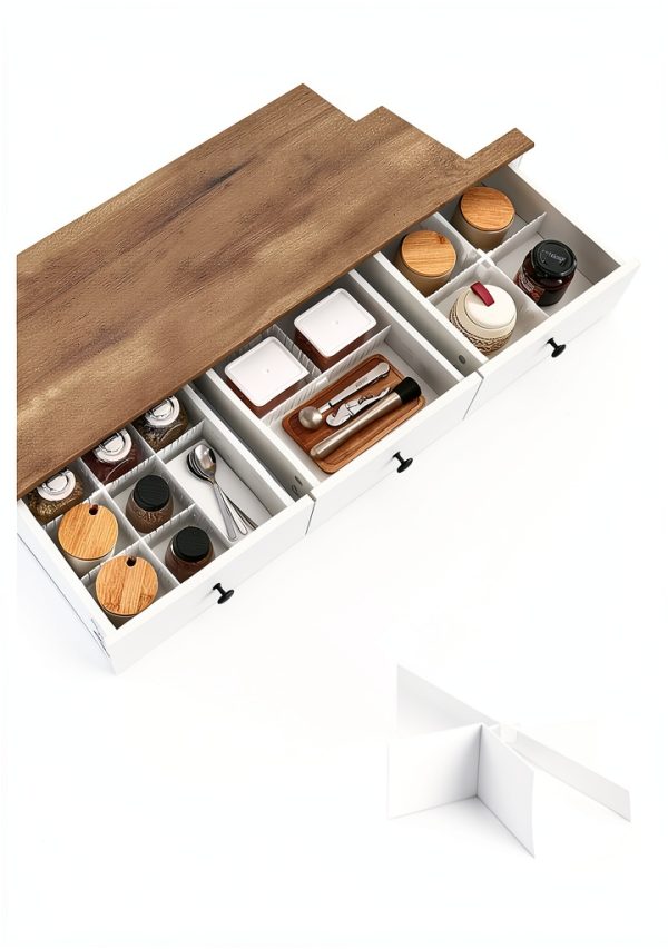 VASAGLE Buffet Cabinet Rustic White Honey Brown Storage-5