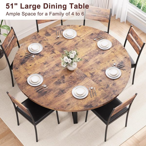 Jocoevel Round Dining Table Vintage Wood Grain 6 Seater-3