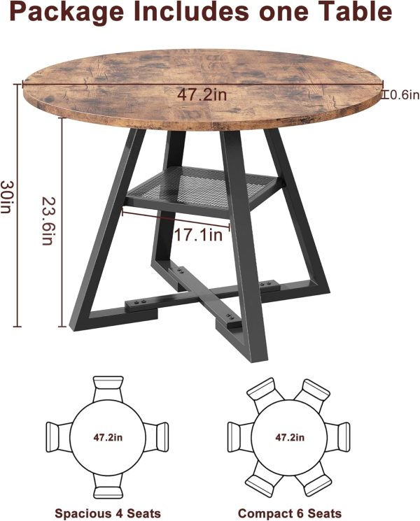Jocoevel Rustic Industrial Round Dining Table Vintage Wood-1