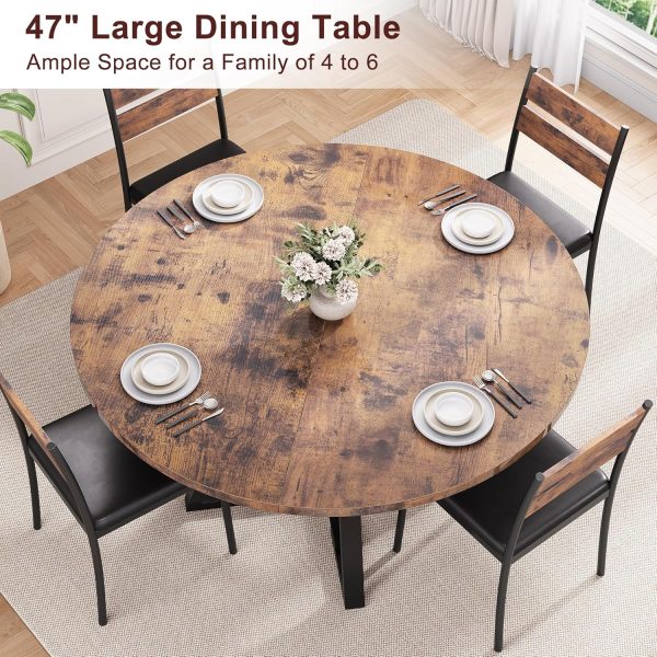 Jocoevel Rustic Industrial Round Dining Table Vintage Wood-6
