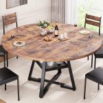 Jocoevel Round Dining Table Vintage Wood Grain 6 Seater-0