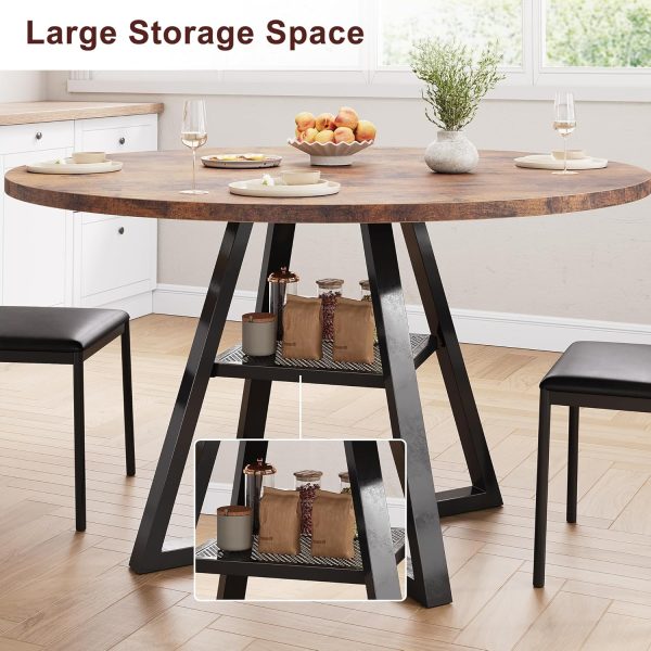 Jocoevel Rustic Industrial Round Dining Table Vintage Wood-5