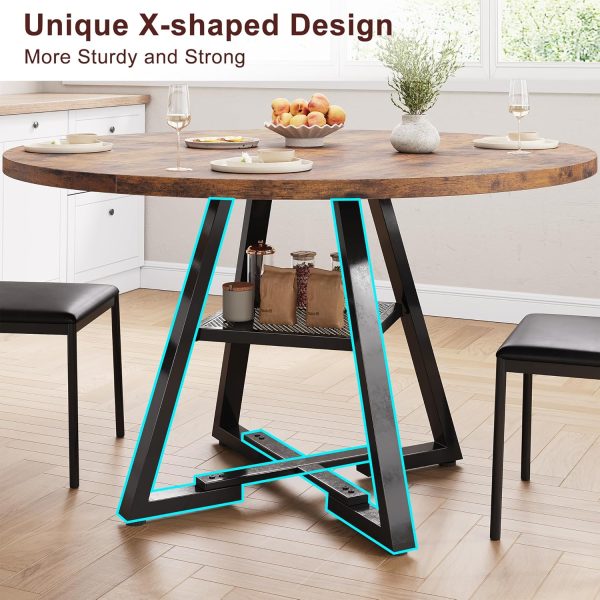 Jocoevel Round Dining Table Vintage Wood Grain 6 Seater-6