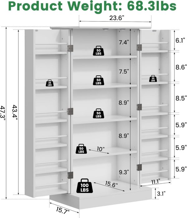 Kepptory Pantry Cabinet Large Storage Rust Resistant Kitchen-1